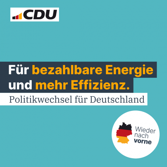 Für bezahlbare Energie und mehr Effizienz.