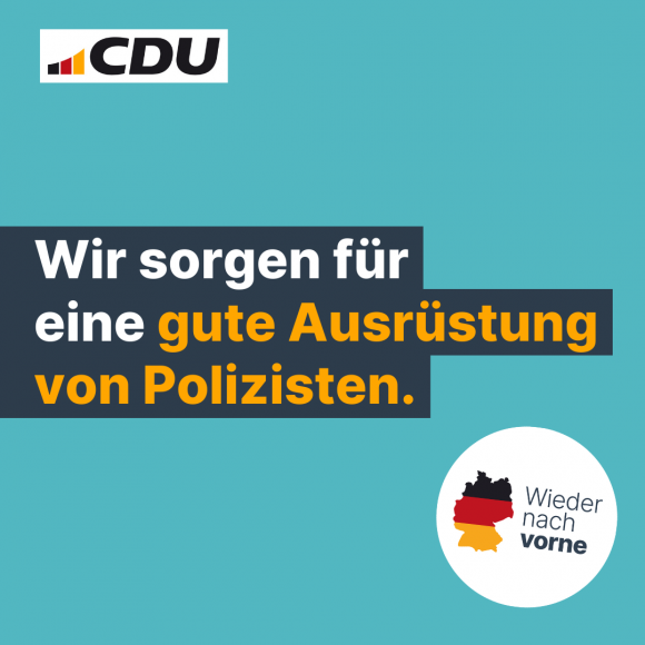 Wir sorgen für eine gute Ausrüstung von Polizisten.